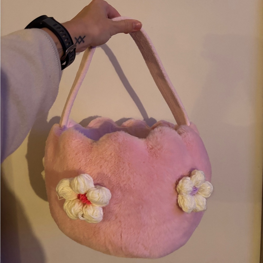 Martha Stewart Plush Pink Flower Easter Basket Floral